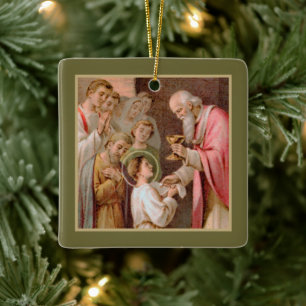 St. Tarcisius Receiving the Eucharist (BL 02) x2 Ceramic Ornament