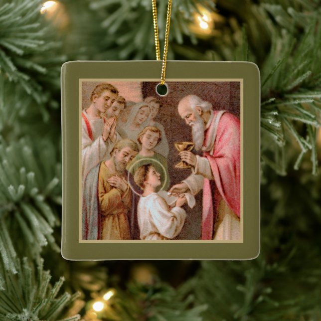 St. Tarcisius Receiving the Eucharist (BL 02) x2 Ceramic Ornament (Tree)