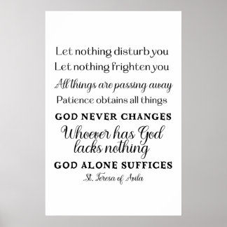 St. Teresa of Avila Quote Art Poster Print 