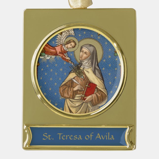 St. Teresa of Avila (SAU 28) Gold Plated Banner Ornament (Front)