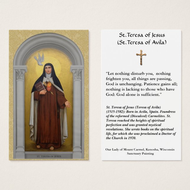 St. Teresa of Avila Teresa of Jesus Holy Card (Front & Back)