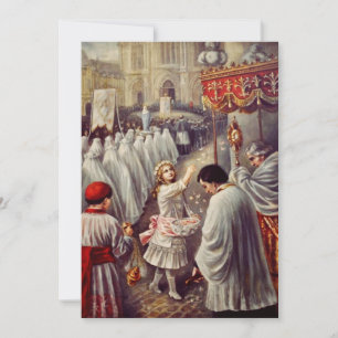 St. Teresa throws flowers to the Blessed Sacrament Holiday Card