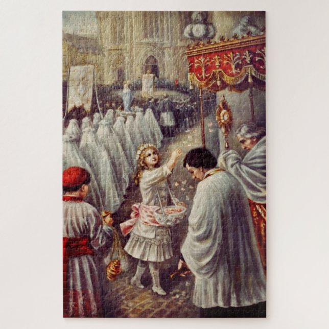 St. Teresa throws flowers to the Blessed Sacrament Jigsaw Puzzle (Vertical)