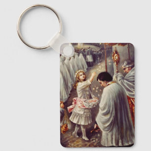 St. Teresa throws flowers to the Blessed Sacrament Key Ring