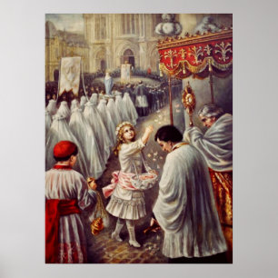 St. Teresa throws flowers to the Blessed Sacrament Poster
