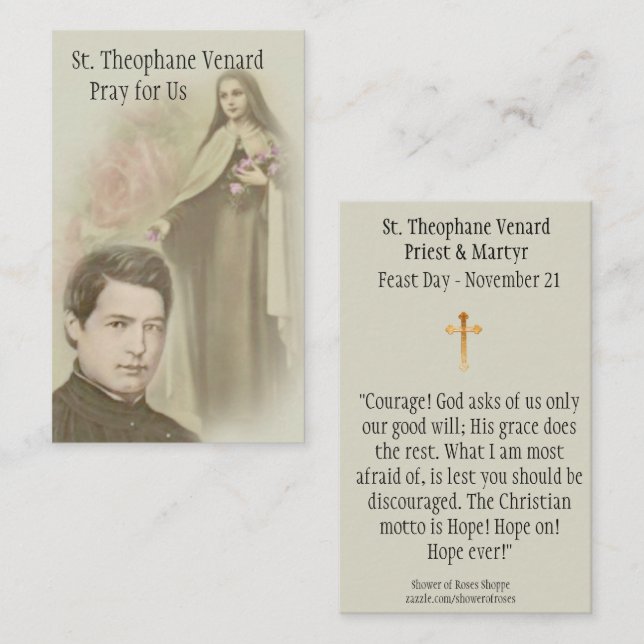 St. Theophane Venard Priest & Martyr Holy Card (Front/Back)
