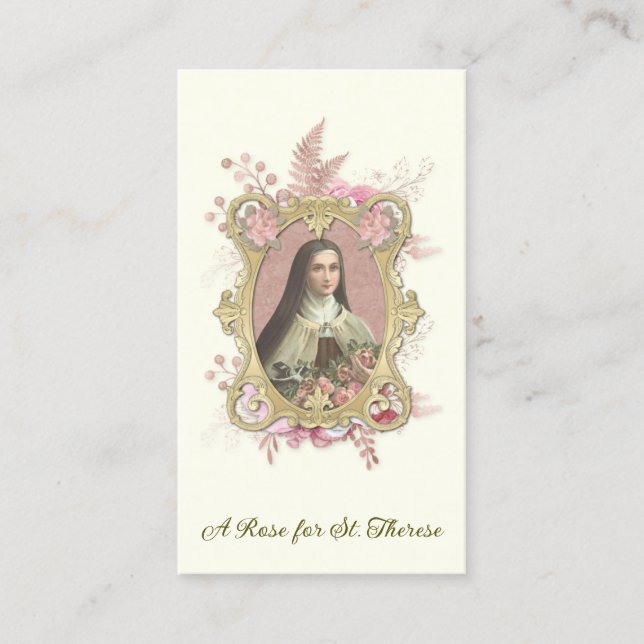 St. Therese Carmelite Nun Roses Religious Poem Business Card (Front)