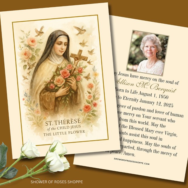 St. Therese Catholic Funeral Memorial Holy Card - (Creator Uploaded)