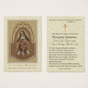 St. Therese Catholic Funeral Memorial Holy Card -