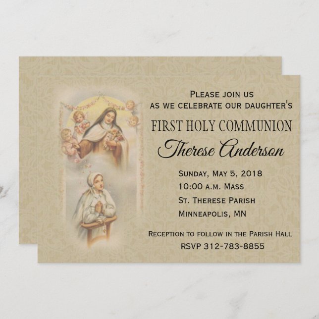 St. Therese First Holy Communion Invitations (Front/Back)