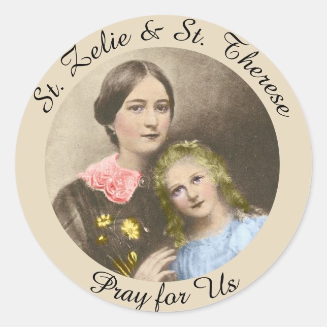 St. Therese & her mother St. Zelie Martin Classic Round Sticker (Front)