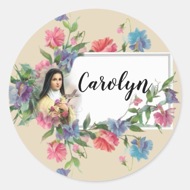 St. Therese of Lisieux Personalised Classic Round Sticker (Front)