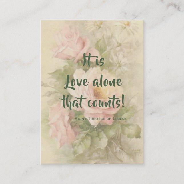 St. Therese of Lisieux Quote Roses Holy Card (Front)