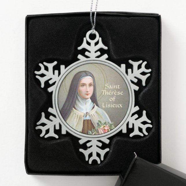 St. Therese of Lisieux the Little Flower (BJE 01)  Snowflake Pewter Christmas Ornament (Box)