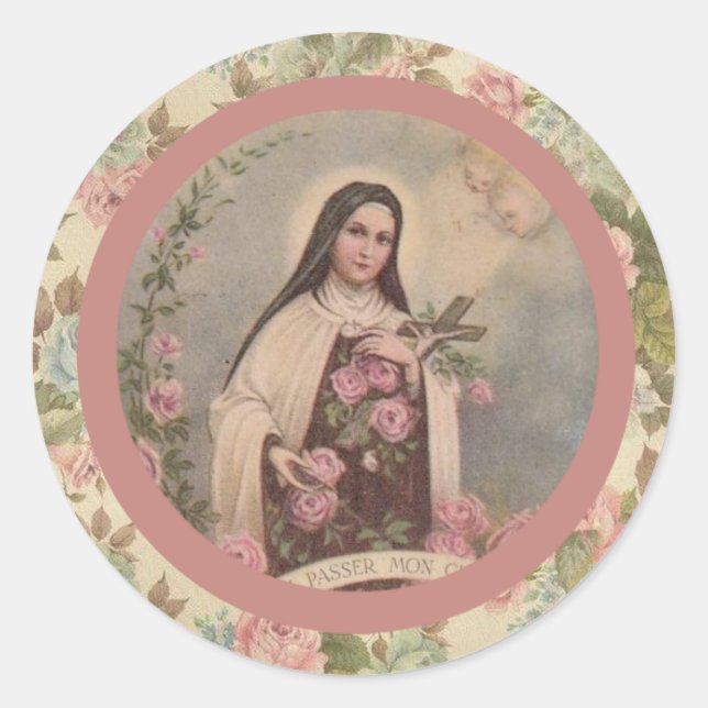St. Therese of the Child Jesus Little Flower Classic Round Sticker (Front)