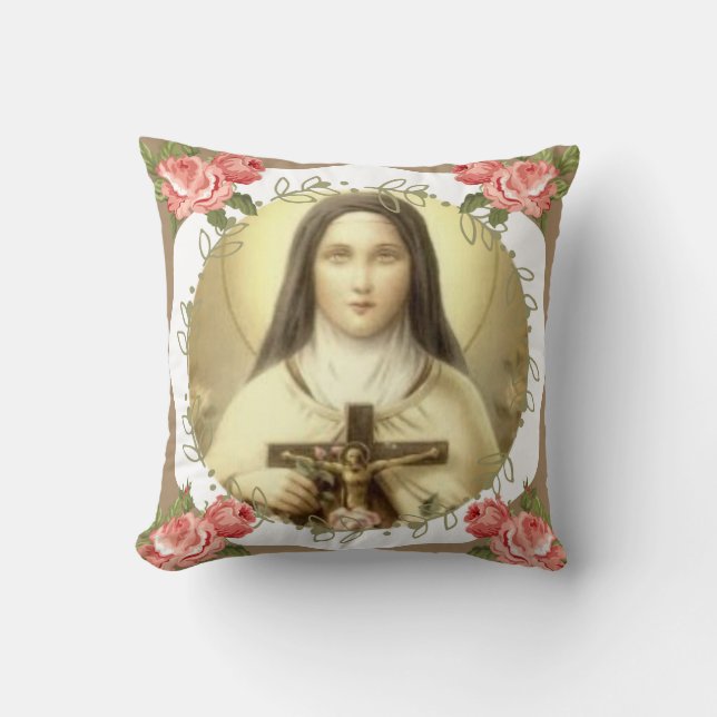 St. Therese of the Child Jesus Little Flower Cushion (Front)