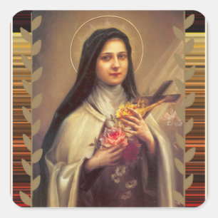 St. Therese Pink Roses Square Sticker