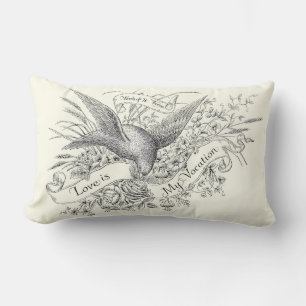 St. Therese Quote with Dove and Black & White Rose Lumbar Cushion