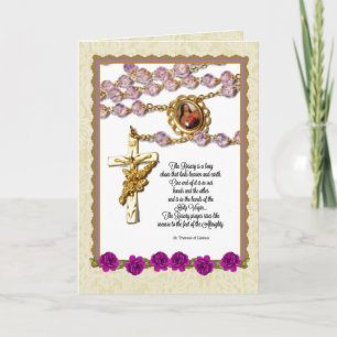 St. Therese Rosary Bouquet Catholic Card