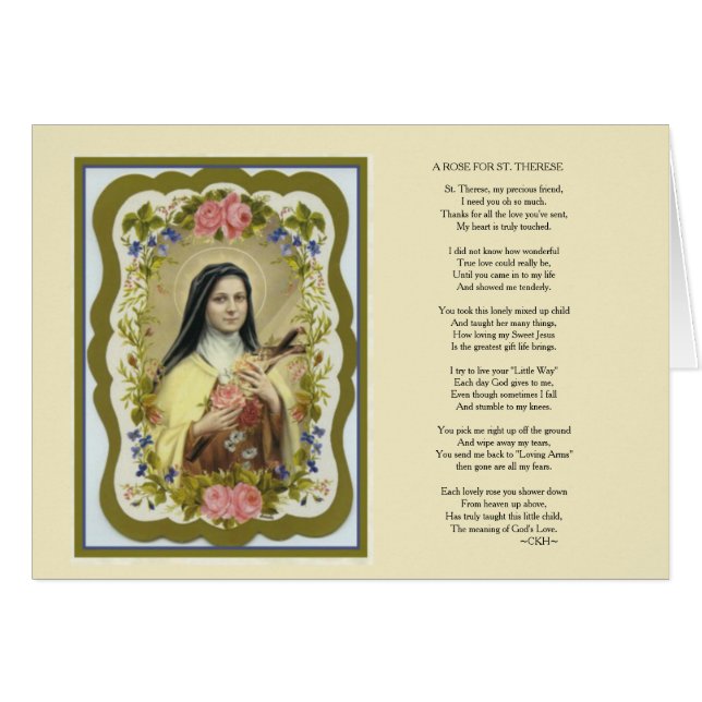 St. Therese Roses Little Flower Poem Poetry Prayer (Front Horizontal)