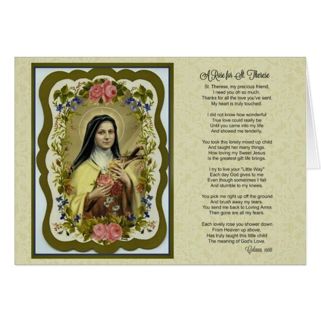 St. Therese Roses Little Flower Poem Prayer (Front Horizontal)
