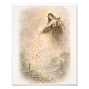 St. Thérèse Showering Roses Devotional Art Print