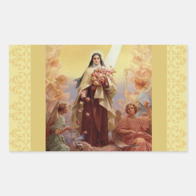 St. Therese the Little Flower Angels Rectangular Sticker (Front)