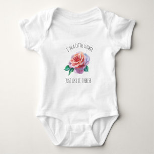 St. Therese the Little Flower Pink Rose Baby Bodysuit
