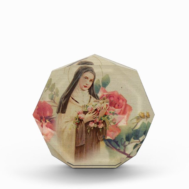 St. Therese the Little Flower Pink Roses Photo Block (Front)