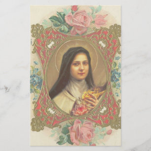 St. Therese the Little Flower Roses Crucifix Stationery