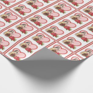 St. Therese the Little Flower w/red roses hearts Wrapping Paper