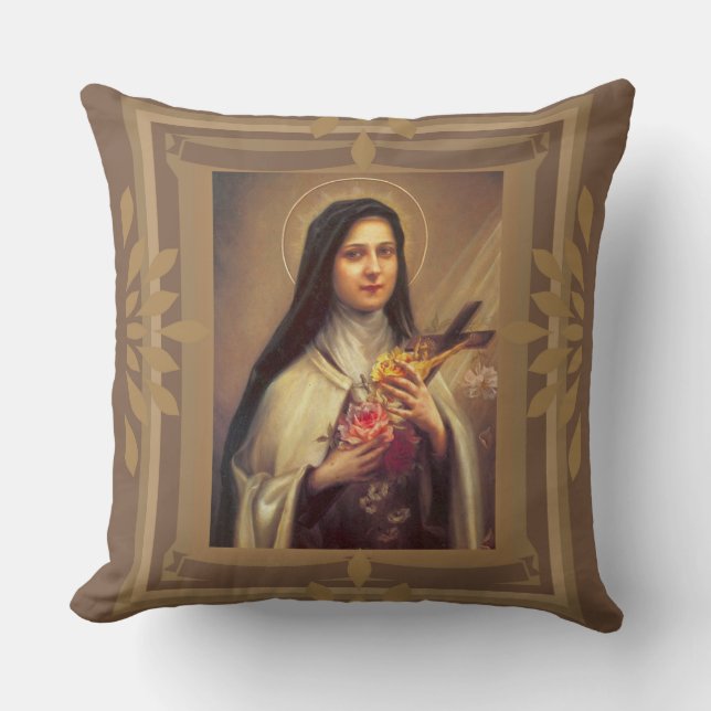 St. Therese with Roses, Crucifix Jesus Cushion (Front)