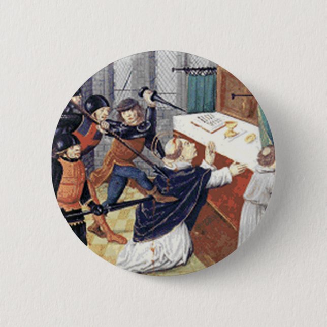 St. Thomas a Becket 6 Cm Round Badge (Front)