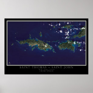 St Thomas and St John Virgin Islands Satellite Map Poster