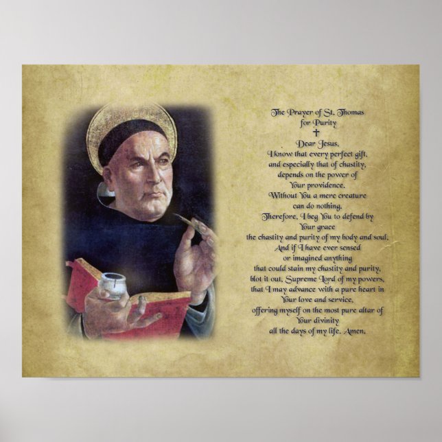 St. Thomas Aquinas Prayer for Purity. Poster (Front)
