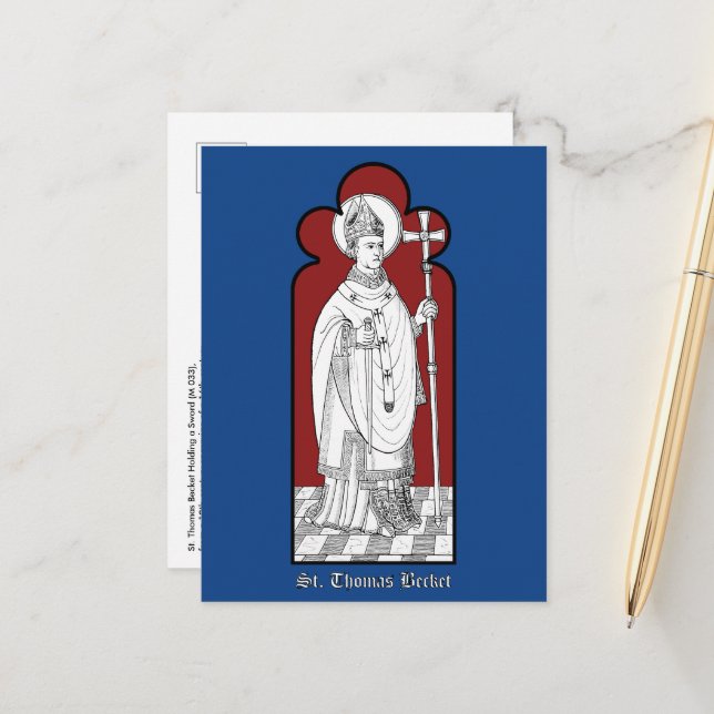 St. Thomas Becket Holding a Sword (M 033) Postcard (Front/Back In Situ)