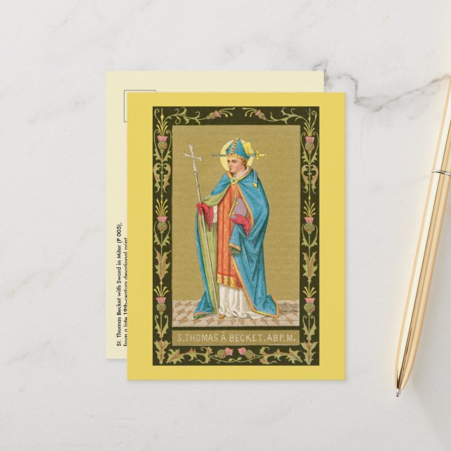 St. Thomas Becket with Sword in Mitre (P 005)  Postcard (Front/Back In Situ)
