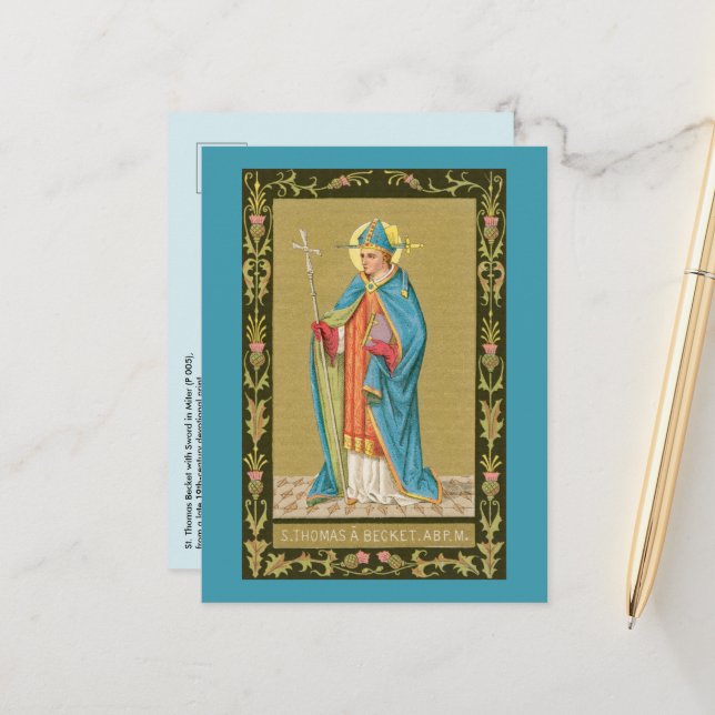 St. Thomas Becket with Sword in Mitre (P 005)  Postcard (Front/Back In Situ)