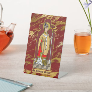 St. Thomas Becket with Sword (M 033; Colourized) Pedestal Sign