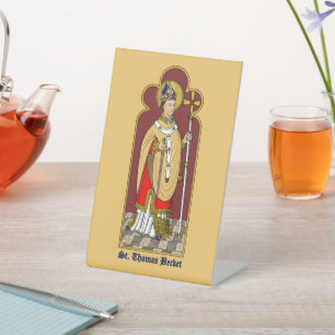 St. Thomas Becket with Sword (M 033; Colourized) Pedestal Sign