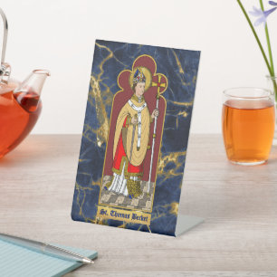 St. Thomas Becket with Sword (M 033; Colourized) Pedestal Sign