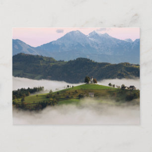 St. Thomas church with mountains in Slovenia card