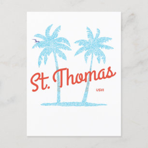 St. Thomas Island USVI Vintage Coral Type Palms Postcard