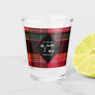 St. Thomas Madras Plaid Virgin Islands Personalize Shot Glass