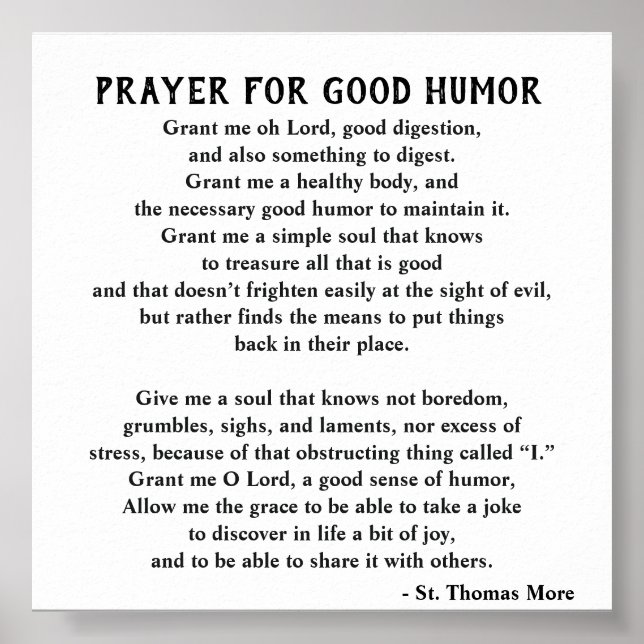 St. Thomas More Prayer for Good Humor Poster (Front)