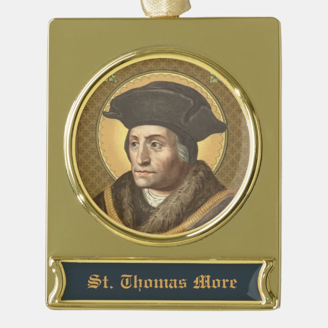 St. Thomas More (SAU 026) Gold Plated Banner Ornament (Front)
