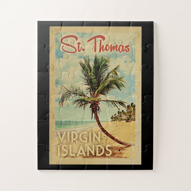 St Thomas Palm Tree Vintage Travel Jigsaw Puzzle (Vertical)