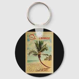 St Thomas Palm Tree Vintage Travel Key Ring