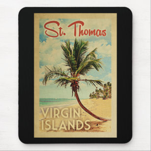 St Thomas Palm Tree Vintage Travel Mouse Pad