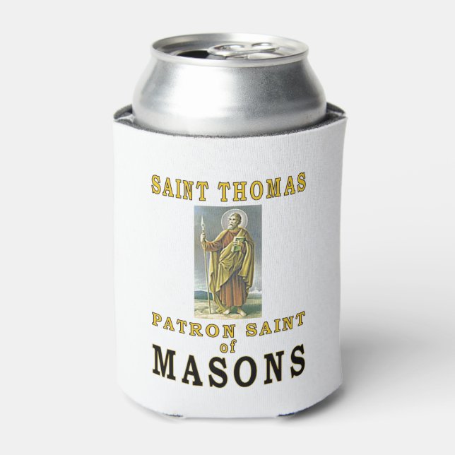 ST THOMAS PATRON SAINT of MASONS Can Cooler (Can Front)